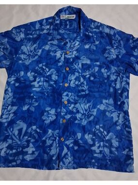 Blue Floral Hawaiian Button-Up Shirt